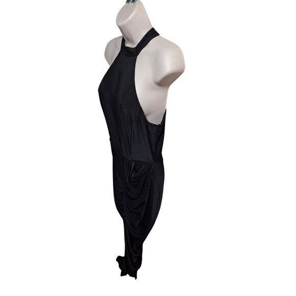 AX Paris Black Halter Maxi Dress, Size 12 - Ruched Draped Evening Gown - Picture 4 of 13